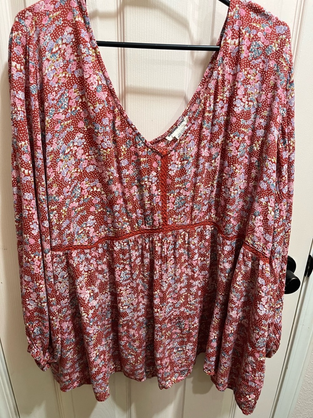 Romantic Gypsy Peasant Blouse - Red Floral